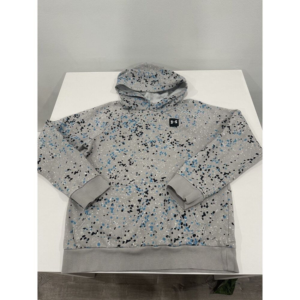Under Armour Youth Large Gray Blue Splatter Print Hoodie